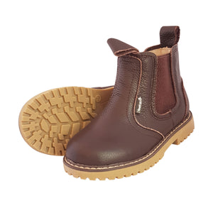 2FeetTall | Children's brown leather Angus boots side on