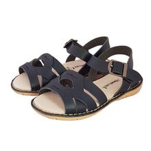 Load image into Gallery viewer, 2FeetTall | Girls navy Coast leather sandals