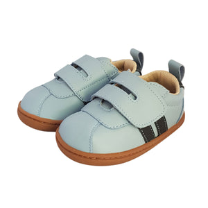 2FeetTall | Blue leather first walker velcro sneakers with rubber sole