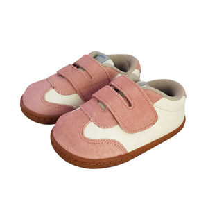 2FeetTall | Pink leather and suede baby sneaker with rubber sole