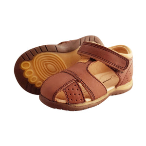 2FeetTall | Tan leather Toddler Sandal side on