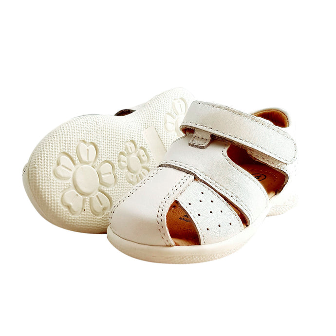 2FeetTall | White leather Toddler Sandal side on